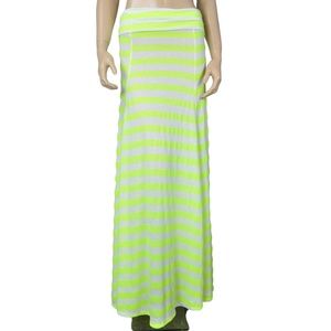 JAC White Yellow Green Striped Maxi Skirt